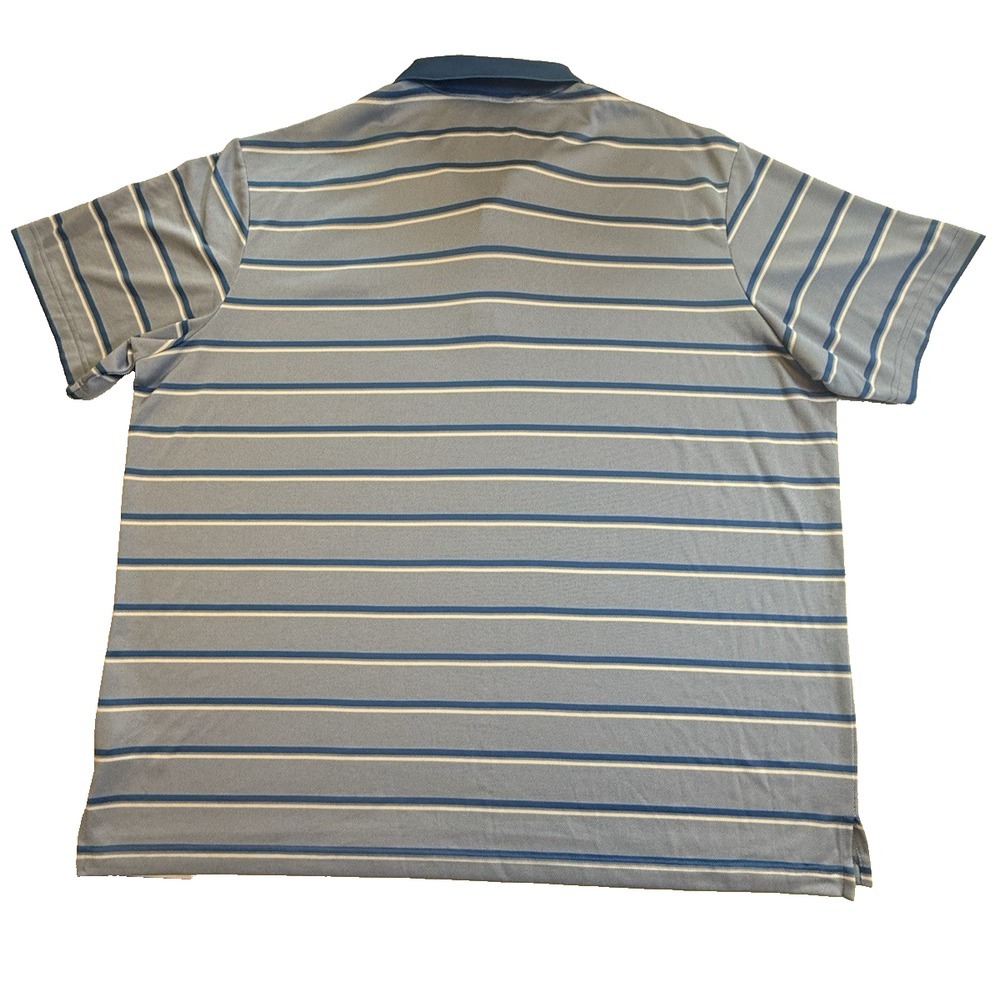 Adidas Men's Short Sleeve Polo Shirt Blue White Striped 2XL Outdoors Golfing-505 - Picture 7 of 7